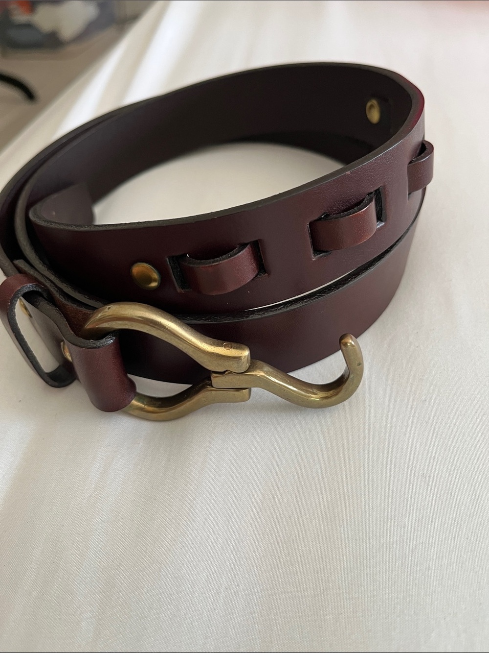 Orvis brown leather brass hoof pick belt western equestrian hand crafted 34”